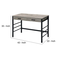 Built-in USB Port Writing Desk, Light Weathered Oak and Black - BM251343