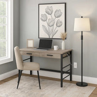Built-in USB Port Writing Desk, Light Weathered Oak and Black - BM251343