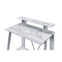 Writing Desk with V Shaped Frame, Antique White and Black - BM251346