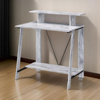 Writing Desk with V Shaped Frame, Antique White and Black - BM251346