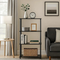 Bookshelf with Black Metal Frame, Black - BM251349