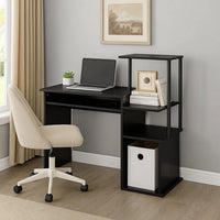 Computer Desk with Built In Bookshelf, Black - BM251353