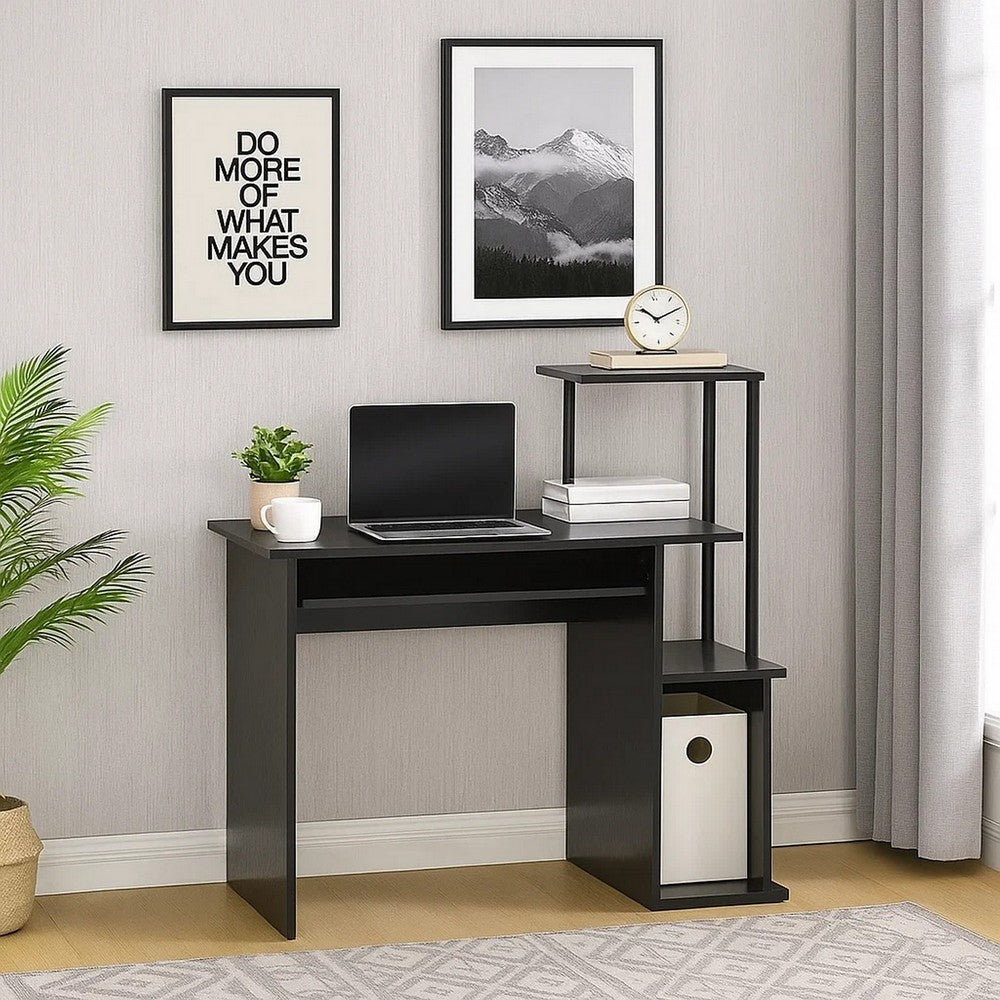 Computer Desk with Built In Bookshelf, Black - BM251353