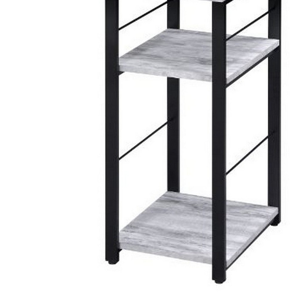 Writing Desk with Rustic Wood Finish, Antique White and Black - BM251354