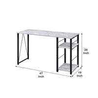 Writing Desk with Rustic Wood Finish, Antique White and Black - BM251354