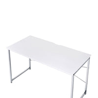 Writing Desk with X Shaped Cross Bar and Chrome Finish, White - BM251367