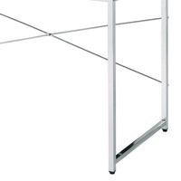 Writing Desk with X Shaped Cross Bar and Chrome Finish, White - BM251367