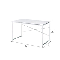 Writing Desk with X Shaped Cross Bar and Chrome Finish, White - BM251367