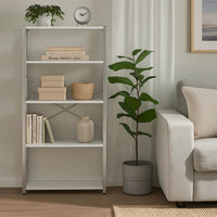 Bookshelf with X Shaped Cross Bar Chrome Finish, White - BM251368