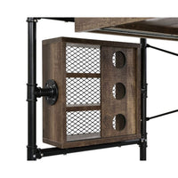Writing Desk with Industrial Style and 3 Tier Sleek Side Shelves, Oak Brown - BM251386
