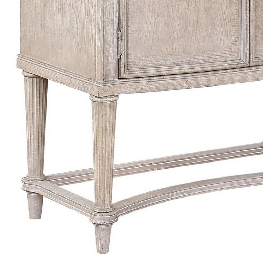 Wine Cabinet with 2 Doors and Lift Top Storage, Antique White - BM252298