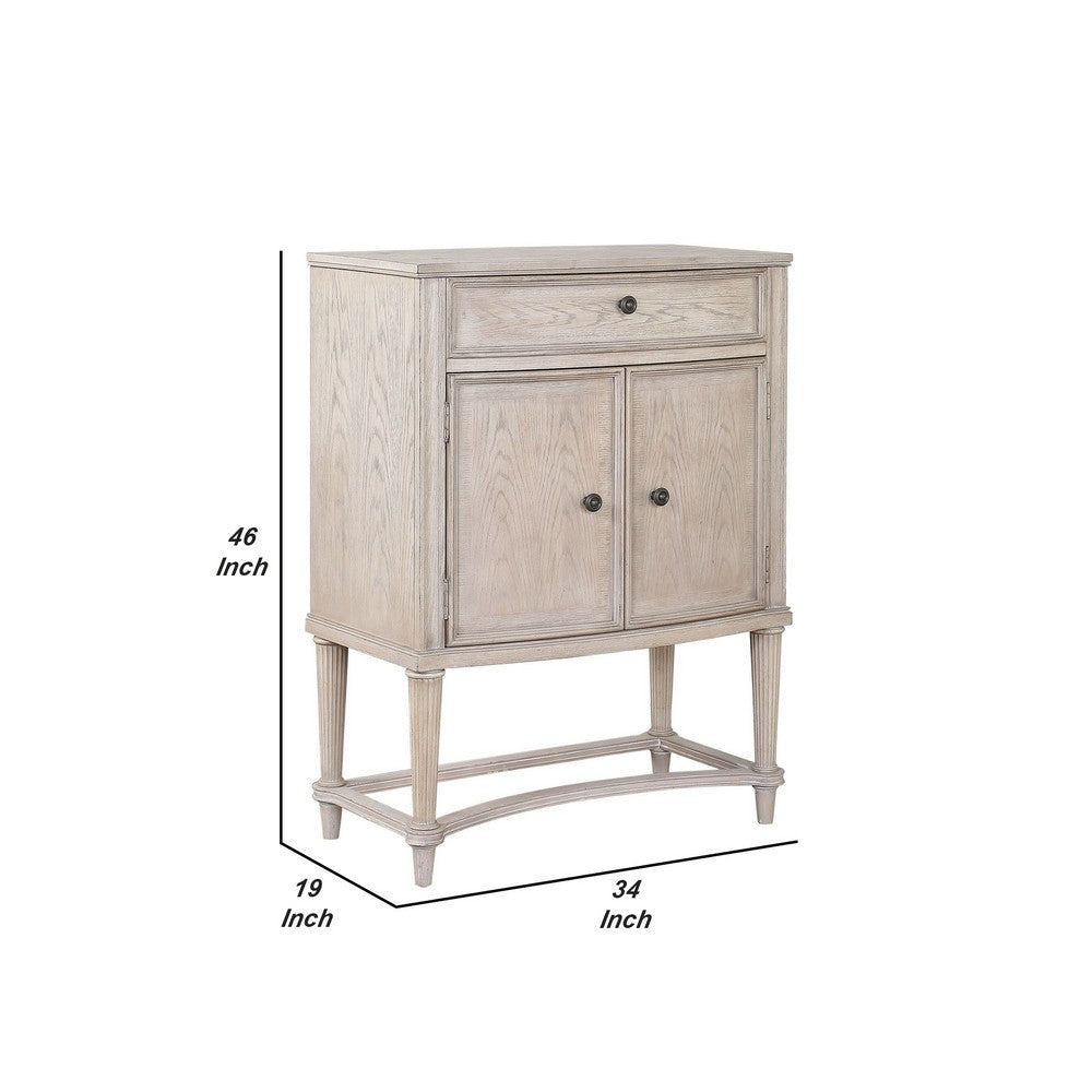 Wine Cabinet with 2 Doors and Lift Top Storage, Antique White - BM252298