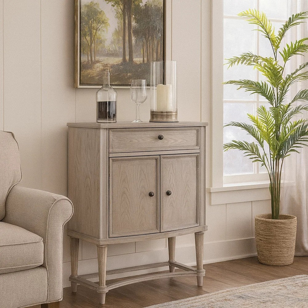 Wine Cabinet with 2 Doors and Lift Top Storage, Antique White - BM252298