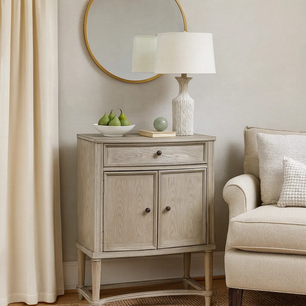 Wine Cabinet with 2 Doors and Lift Top Storage, Antique White - BM252298