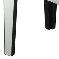 End Table with Mirror Trim and Faux Stone Inlays, Silver - BM252330