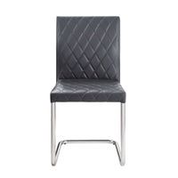 Metal Side Chairs with Faux Leather Seat and Back, Set of 2, Gray and Silver - BM252367
