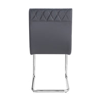Metal Side Chairs with Faux Leather Seat and Back, Set of 2, Gray and Silver - BM252367