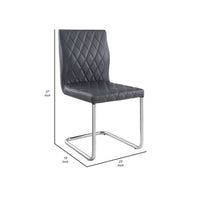 Metal Side Chairs with Faux Leather Seat and Back, Set of 2, Gray and Silver - BM252367