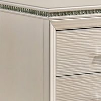 Nightstand with Textured 2 Drawers and Acrylic Legs, Pearl White - BM252384