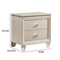 Nightstand with Textured 2 Drawers and Acrylic Legs, Pearl White - BM252384