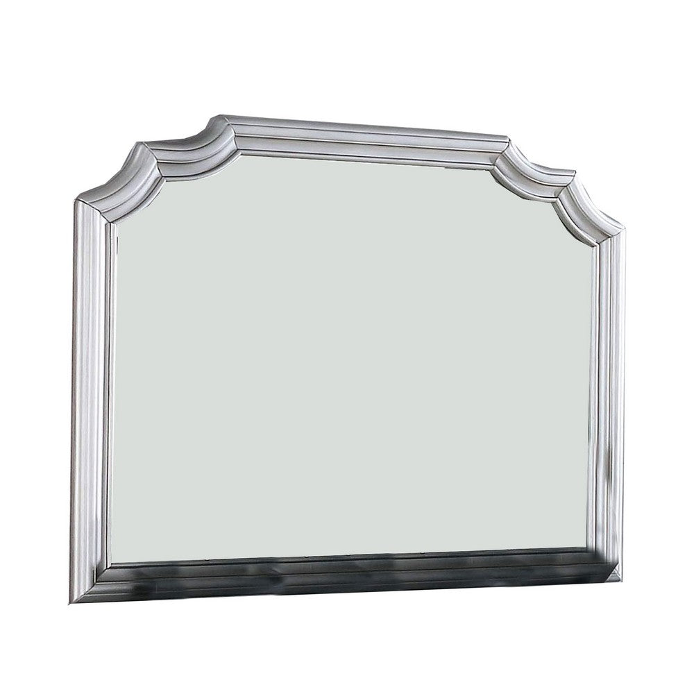 Mirror with Scooped Corner and Molded Detail, Silver - BM252395