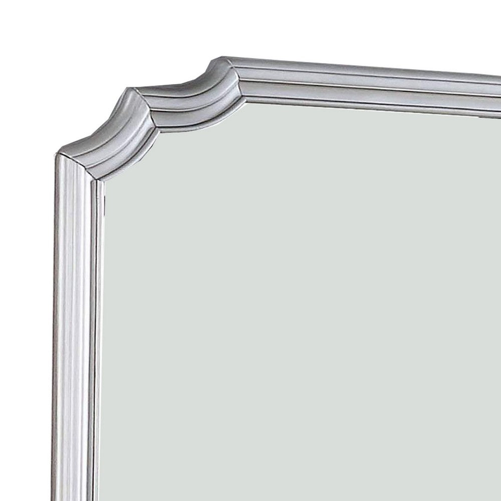 Mirror with Scooped Corner and Molded Detail, Silver - BM252395