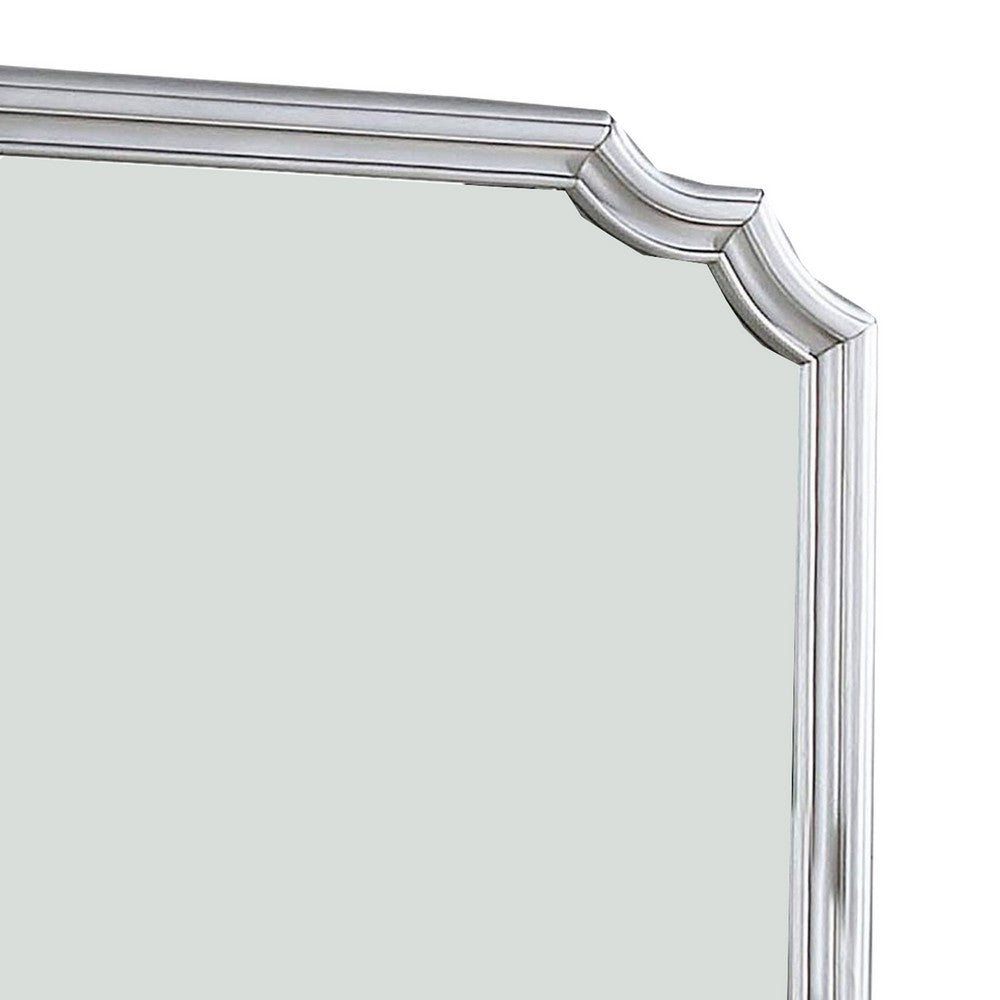 Mirror with Scooped Corner and Molded Detail, Silver - BM252395
