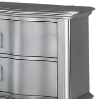 Nightstand with USB and 2 Drawers, Silver - BM252396