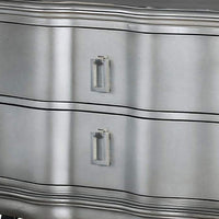 Nightstand with USB and 2 Drawers, Silver - BM252396