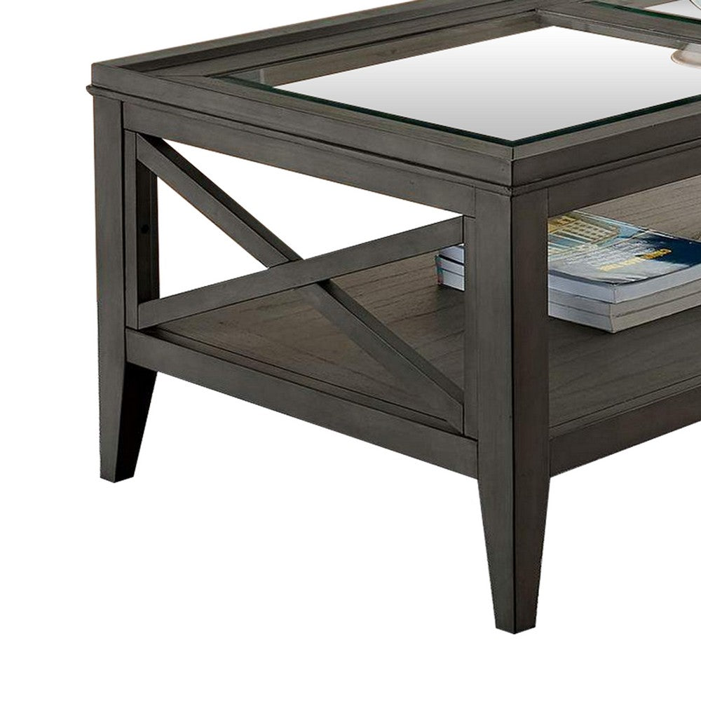 Coffee Table With Tapered Legs, Gray - BM252425