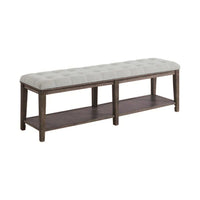 Bench with Button Tufted Seat and Open Shelf, Beige - BM252429