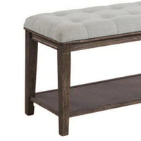 Bench with Button Tufted Seat and Open Shelf, Beige - BM252429
