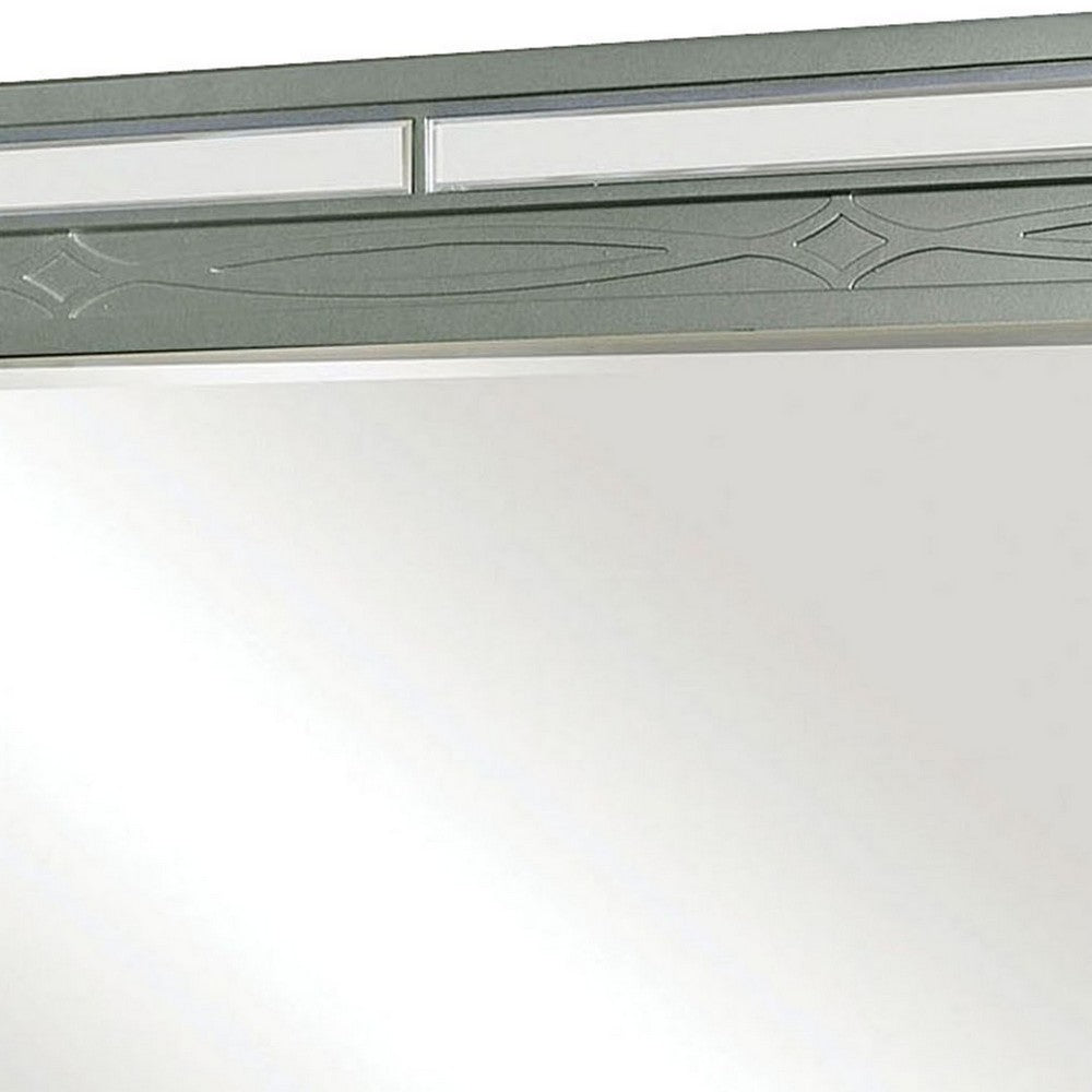 Mirror with LED and Mirrored Trim Accent, Silver - BM252477