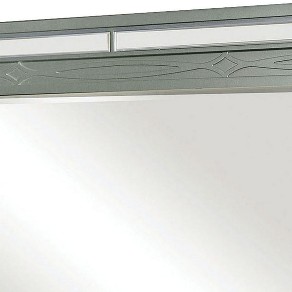 Mirror with LED and Mirrored Trim Accent, Silver - BM252477