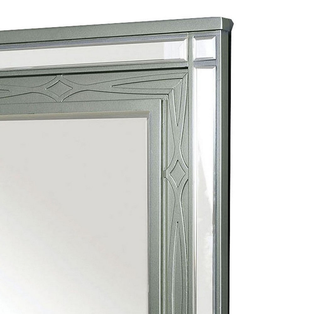 Mirror with LED and Mirrored Trim Accent, Silver - BM252477