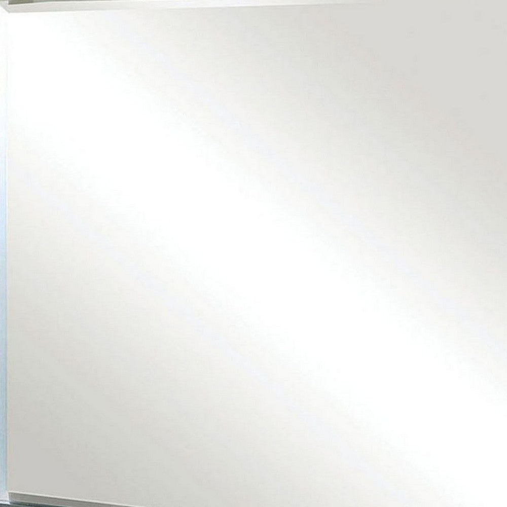 Mirror with LED and Mirrored Trim Accent, Silver - BM252477