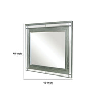 Mirror with LED and Mirrored Trim Accent, Silver - BM252477