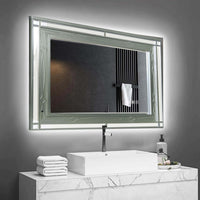 Mirror with LED and Mirrored Trim Accent, Silver - BM252477