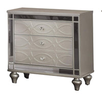 Nightstand with USB and Circular Decorative Pattern, Silver - BM252483