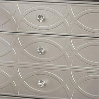 Nightstand with USB and Circular Decorative Pattern, Silver - BM252483