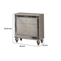 Nightstand with USB and Circular Decorative Pattern, Silver - BM252483