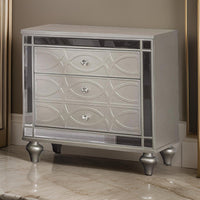 Nightstand with USB and Circular Decorative Pattern, Silver - BM252483