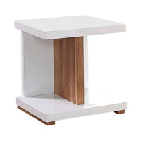 End Table with Open Bottom Parted Shelf, White and Brown - BM252498