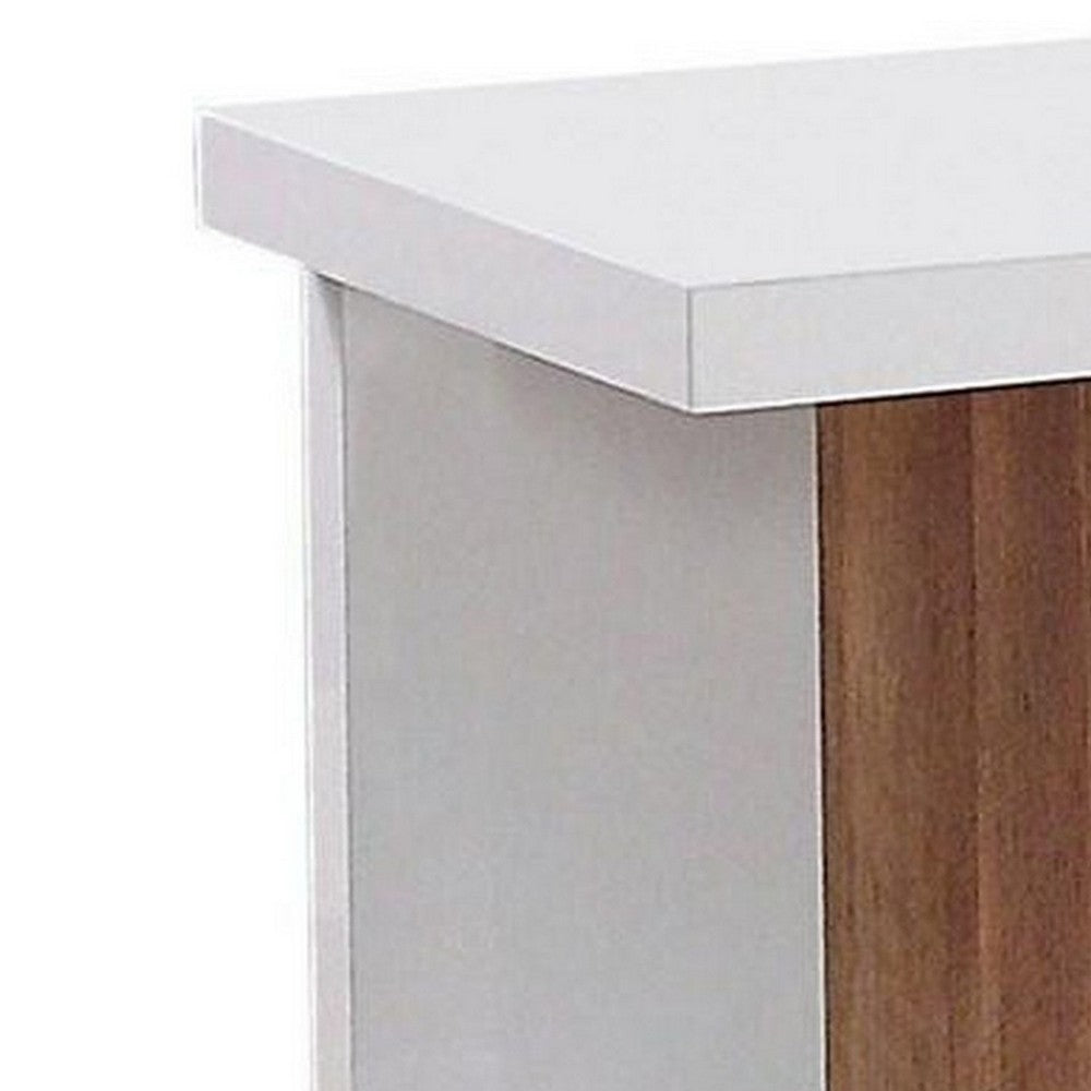 End Table with Open Bottom Parted Shelf, White and Brown - BM252498