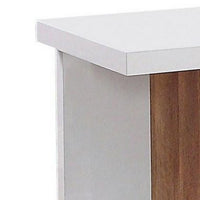 End Table with Open Bottom Parted Shelf, White and Brown - BM252498