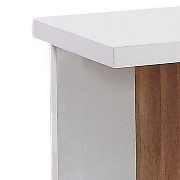 End Table with Open Bottom Parted Shelf, White and Brown - BM252498