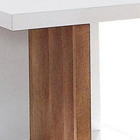 End Table with Open Bottom Parted Shelf, White and Brown - BM252498