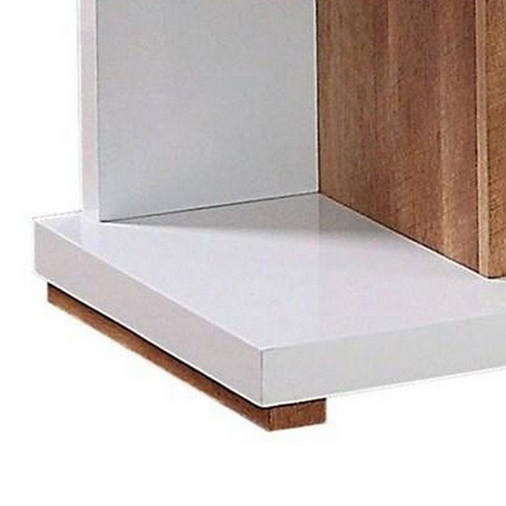 End Table with Open Bottom Parted Shelf, White and Brown - BM252498