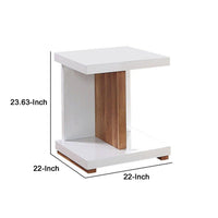 End Table with Open Bottom Parted Shelf, White and Brown - BM252498