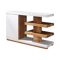 Sofa Table with 1 Door Cabinet and 2 Floating Shelves, White and Brown - BM252499